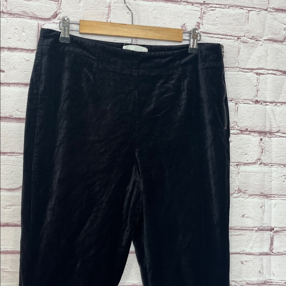 Anthropologie Black Velvet Flare High Waist Trousers Like New Size 10 Tall - Picture 4 of 11